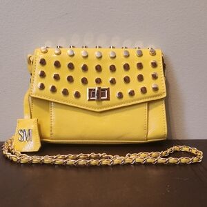 Steve Madden Stylish Yellow Studded Crossbody Bag